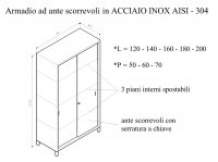 Armadio ad ante scorrevoli in ACCIAIO INOX AISI - 304